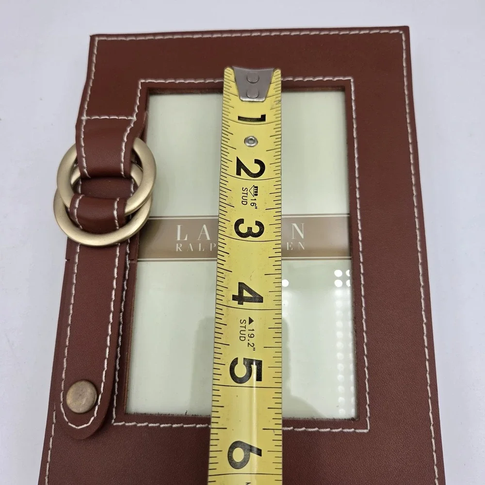 Ralph Lauren Fairwood Picture Frame Brown Leather With Buckle Photo Size 4